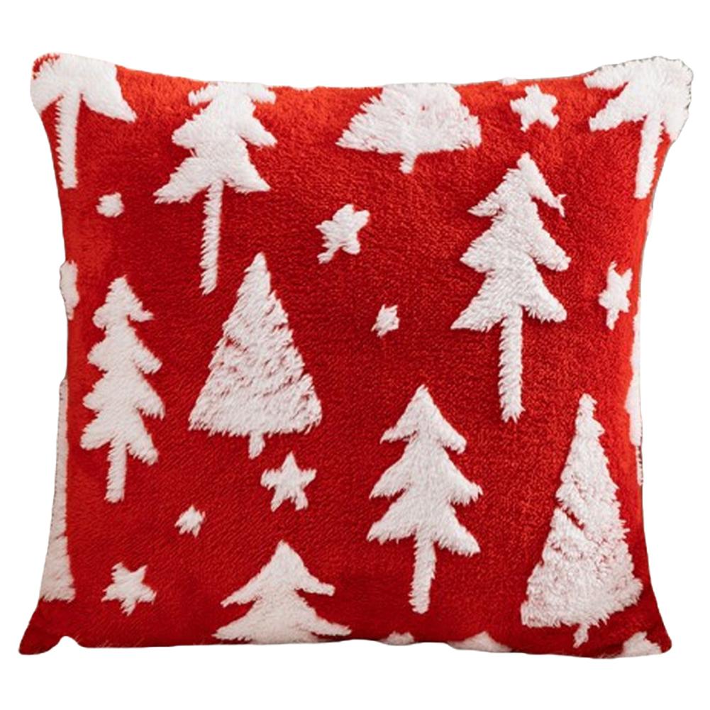 Christmas Cushion Cover Festival Pillow Case for Sofa Decor (Red Christmas Tree)