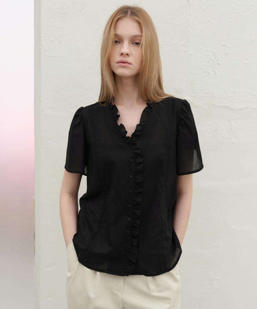 Leuba French Ruffle Blouse - Black