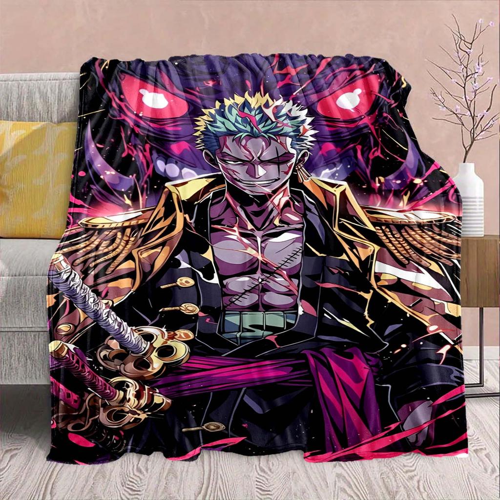 One Piece Anime Flannel Blanket - Soft Warm Perfect for Sofa, Bedding Camping Travel Office Home Decor -QJY
