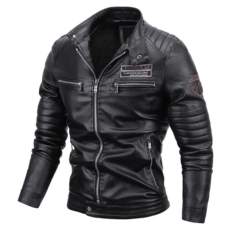 Veste en cuir pour homme, combinaison de moto et veste en cuir velours