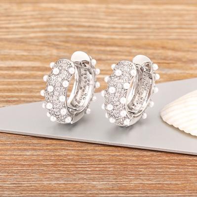 

Nidin Fashion Gold/Silver Color Korean New Simple Temperament Circle Pearl Earrings For Women Valentine s Accessories Gift срібний