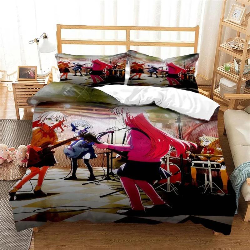 3D Print Bocchi the Rock Bedding Set,Duvet Cover Comforter Bed Set Quilt Cover Pillowcase,King Queen Twin Size Boys Girls Adults