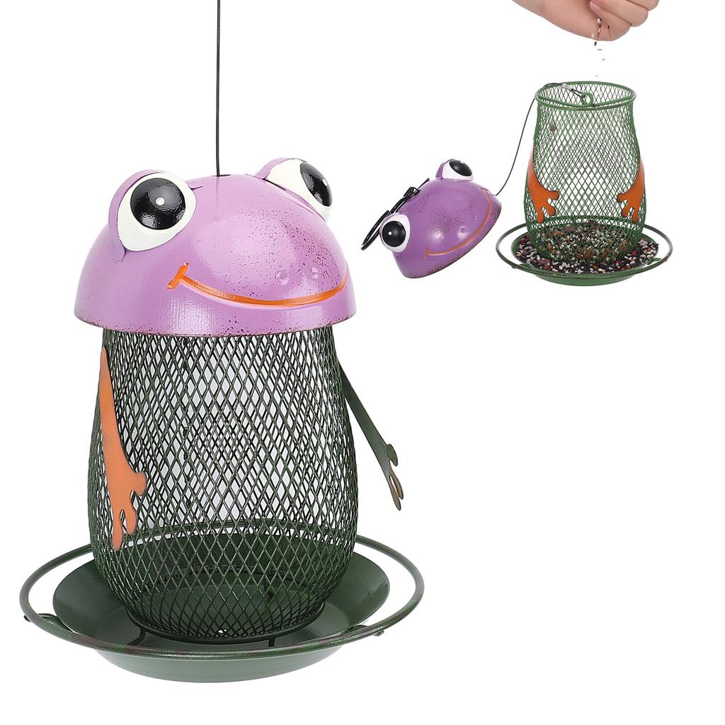 Solar Powered Bird Feeder Lantern, Iron Hanging Bird Feeder with Solar Light, Outdoor Bird Alfeeder for  , Blue