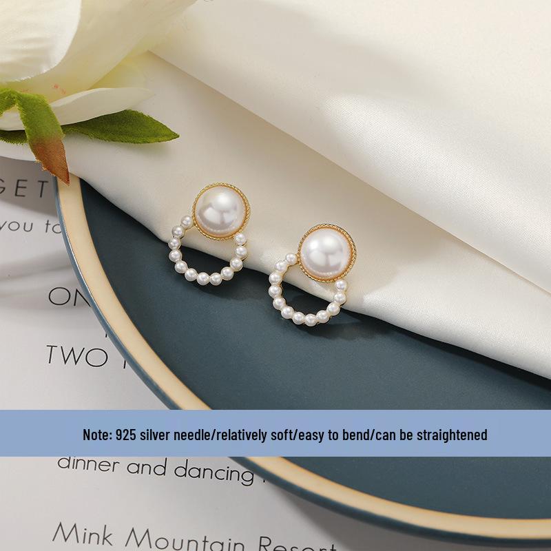 S925 Silver Needle Pearl Stud Earrings for Women