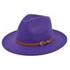 Retro jazz hat, dark khaki belt, woolen hat, cowboy ancient black woolen hat, flat brim hat