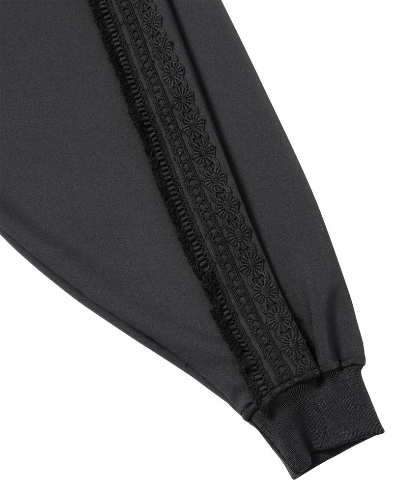 AJOBYAJO Multi Lace Trim Raglan Track Jacket [Black]