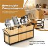 SHGO-Bamboo For Countertop Kitchen Utensil Holder 3-Compartments Organizer For Cooking Tools, Silverware, And Spatulas