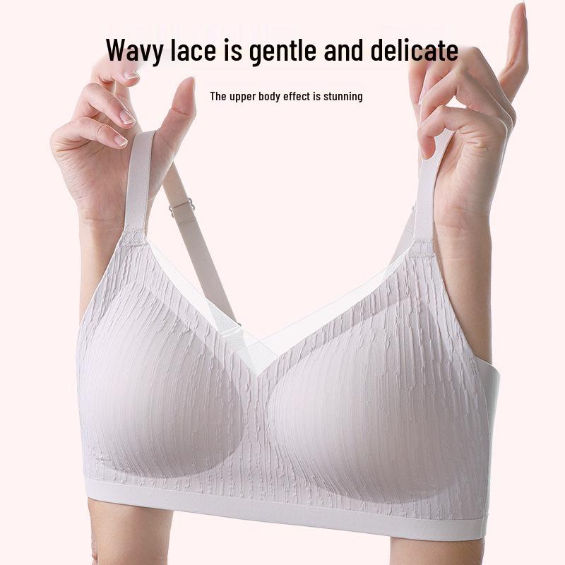 Gathering Seamless Mesh V-neck Wireless Bra - Women's Bust Control Tank Style