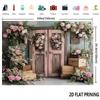 2D Rustic Wood Door & Rose Flower Background for Wedding Photoshoot