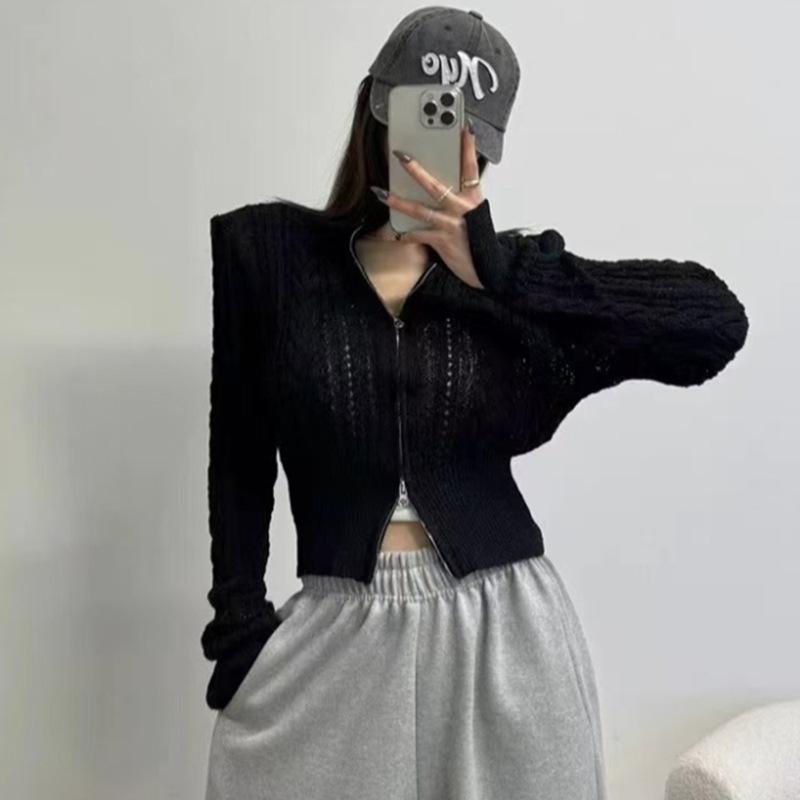 Korean sweater jacket women's stand-up neck zipper twist pattern new knitted cardigan