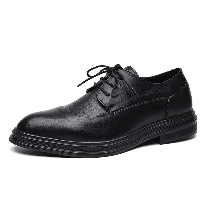 

Мужская новая формальная одежда деловая британская повседневная офисная модная универсальная классическая кожаная обувь на шнуровке для мужчин 38 чёрный