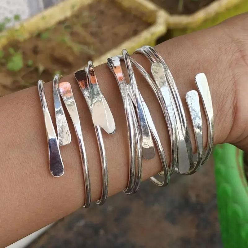 

Bracelet Set Men Women Gifts Arm Bracelets Iron 5Pcs Exaggerated Souvenir Jewelry Personality Metal Punk Unique срібний