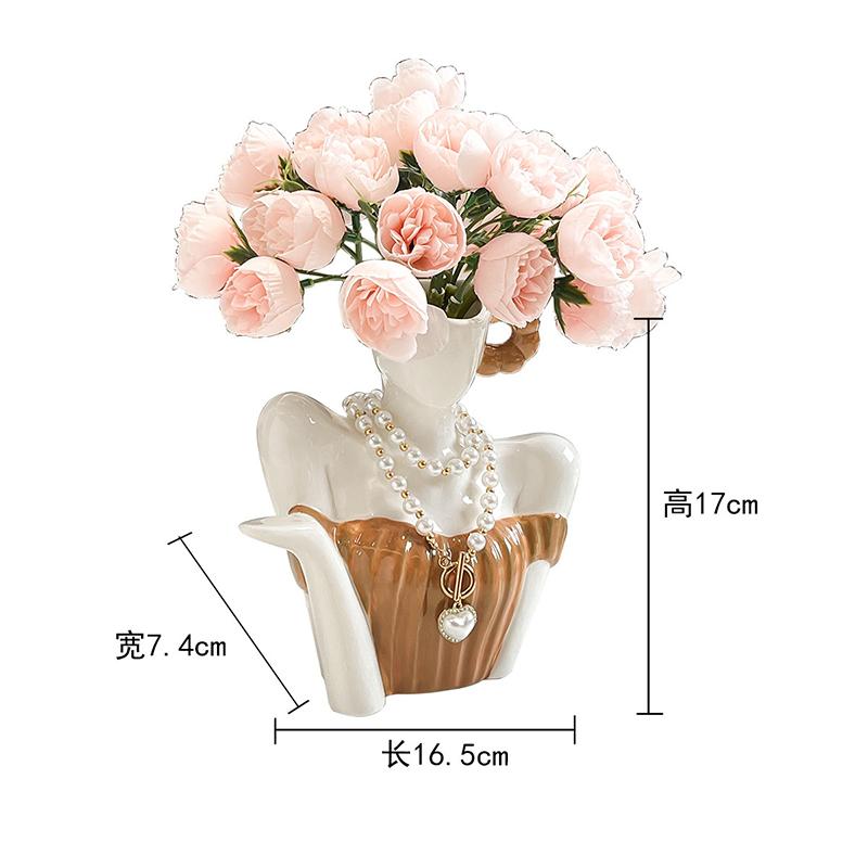 Ceramic Clavicle Vase Ornament Abstract Human Body Flower Arranger Living Room Office Dining Table Floral Vase Home Decoration