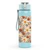 1PC Dried Daisy Beige Neutral Bouquet Print 750ml Color Plastic Sports Water Bottle Leakproof Flip Straw Lid Suitable for Sports Office Home Use