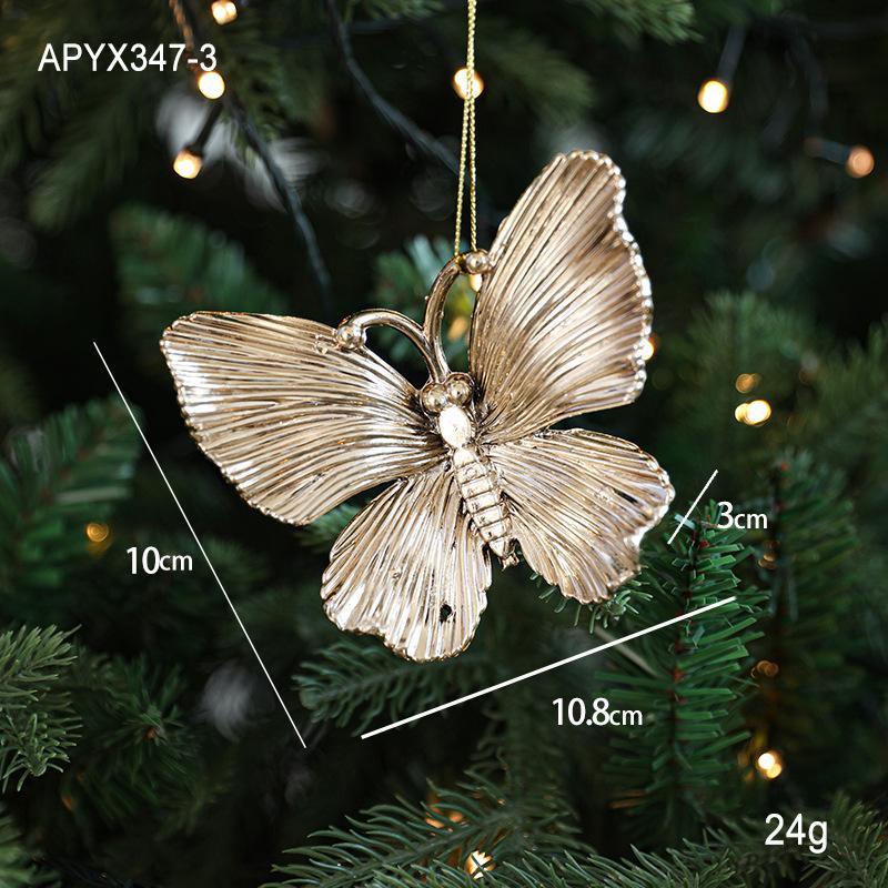 2025 Christmas Tree Ornaments Gold Plastic Elk Unicorn Angel Snowflake Hanging Pendants 2026 New Year Home Decoration Kids Gift