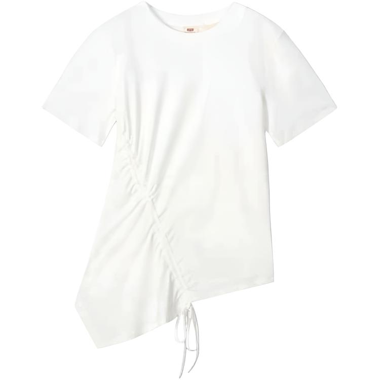 Levis SS25 Commuting Minimalist Solid Color Short Sleeve Regular T-Shirt Women Tops White 002YT-0000