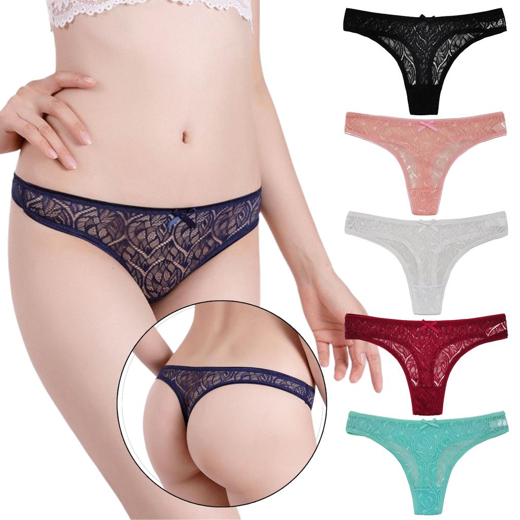Low-Middle Waist Ladies Thong Panties, Non-marking Comfortable Breathable Women's T Pants Lace Sexy Women's Panties