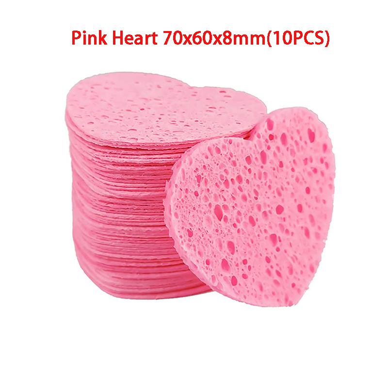 10Pcs Face Cleaning Sponge Pad Exfoliator Mask Facial Spa Massage Makeup Removal Thicker Compress Flower Heart Natural Cellulose