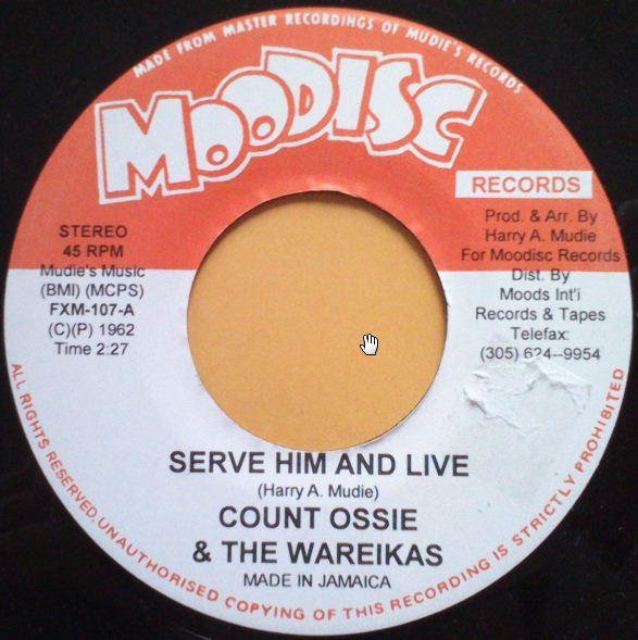 

7-дюймовая пластинка COUNT OSSIE Music Go Round Круглая Serve Him FXM107 Moodisc 1961 США Регги Ска Даб Б/у