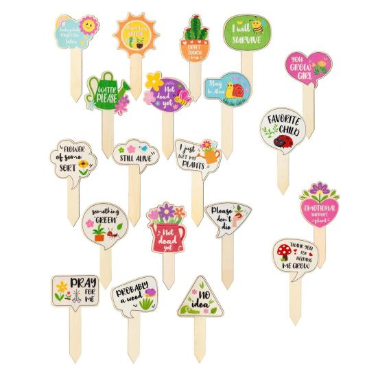 20 Pcs Wooden Plant Tags Rustic Plant Labels 20 Styles Gardening Markers Tags for Potted Plants Planter Flower Bed