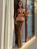 Women's Swimsuit Contrast Color Halter Neck Triangular Bag Side Tie Three Piece Bikini Swimsuit Beach Wear