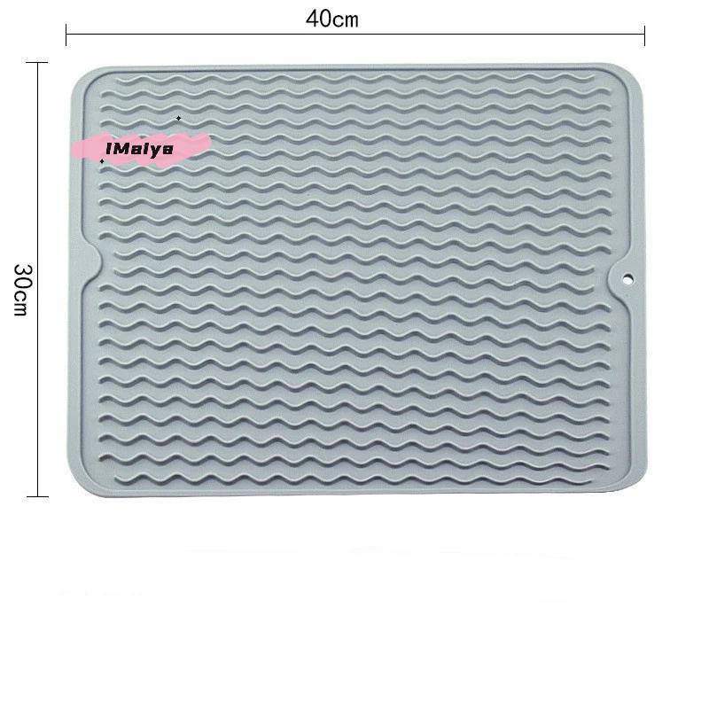 1Pc Large Silicone Dish Drying Mat 40x30cm - Counter Top Mat Sink Mat Dish Draining Mat Kitchen Trivet