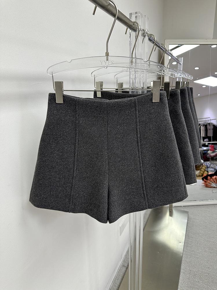 

Шерстяные шорты с высокой талией, облегающие, с широкими штанинами, повседневные, для осени и зимы Medium серый