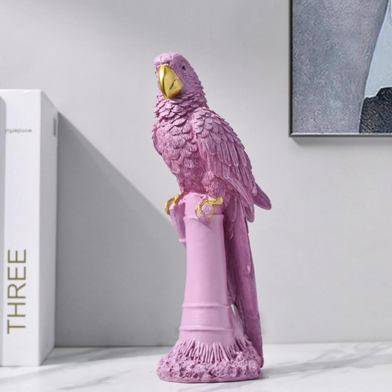 Papegojstaty Heminredning Kakadueskulptur Fågelfigurer Samlarobjekt Realistisk Harts Handmålad Ljus Lyxstil Statyer