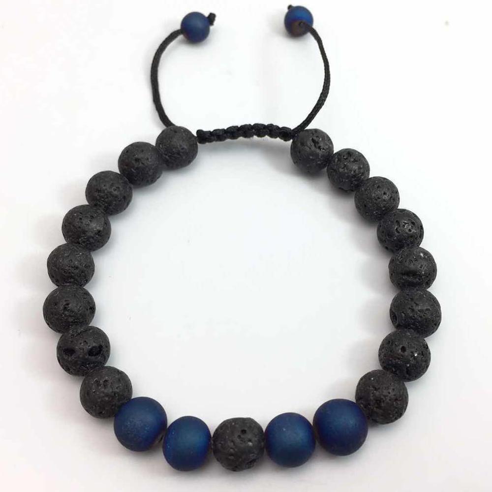 Energy Volcanic Stone Yoga Bracelet - 8mm Natural Woven Beads