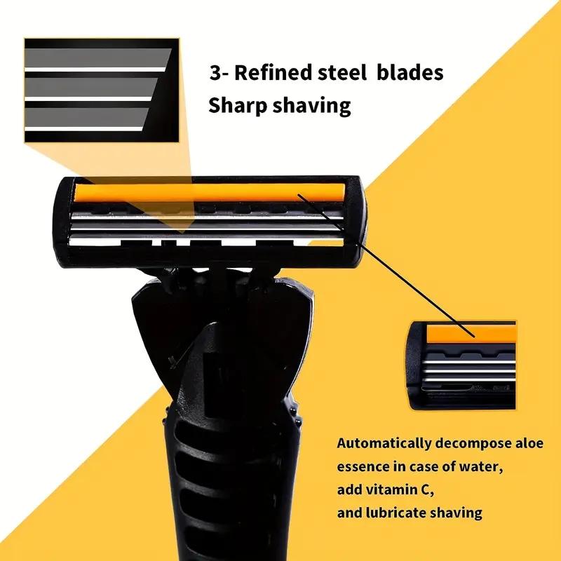 Men's Classic Manual Razor Vintage Water Wash Razor Blade Sharp Blade Anti Scratch Three Layer Blade Razor