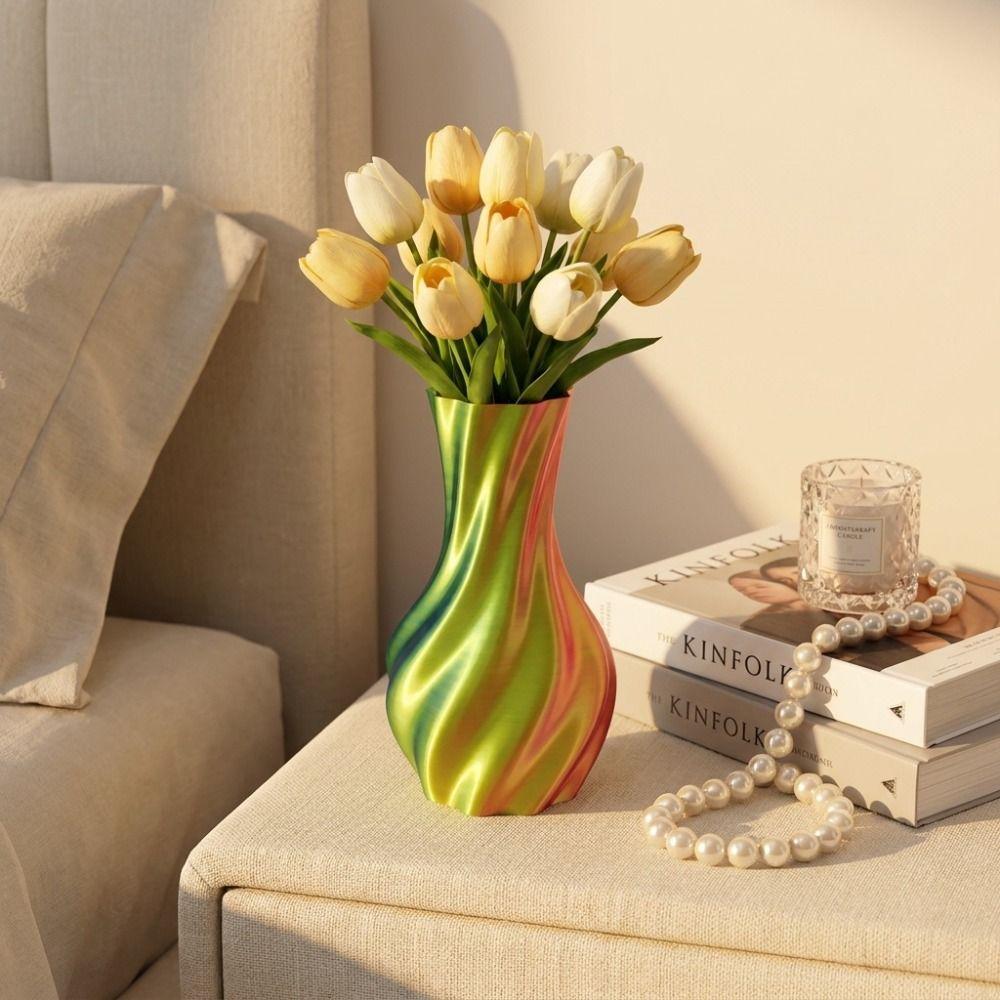 Twisted Design Modern Twisted Flower Bottle Gradient Color Plant Pot Office Tabletop Ornaments