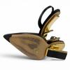 Great FENDI Pumps FIRST F-design Heel Slingback Leather Shoes Black Women 36 Used