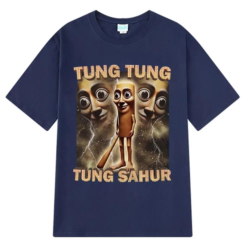 2025 Vintage Tung Tung Sahur Funny Baseball Bat Meme T-shirt Men's Clothing Fashion Style T Shirts Unisex Summer Cotton T-shirts
