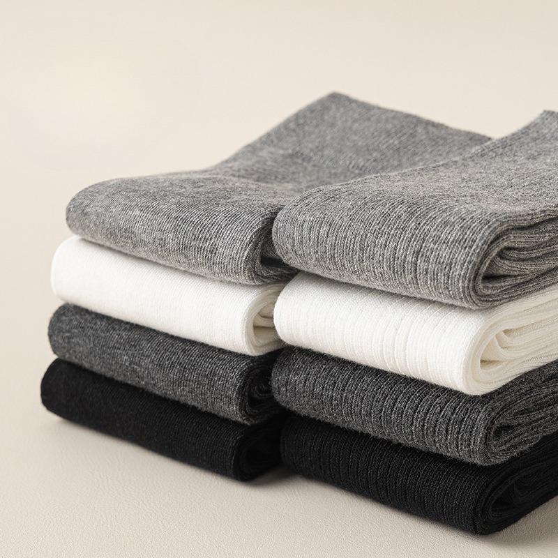 Lange Strümpfe, Damen-Wadenstrümpfe, Damen-Baumwollstrümpfe mit Anti-Pilling-Effekt in Uni-Farbe, Hohe Strümpfe für Herbst und Winter, Frottee-Strümpfe