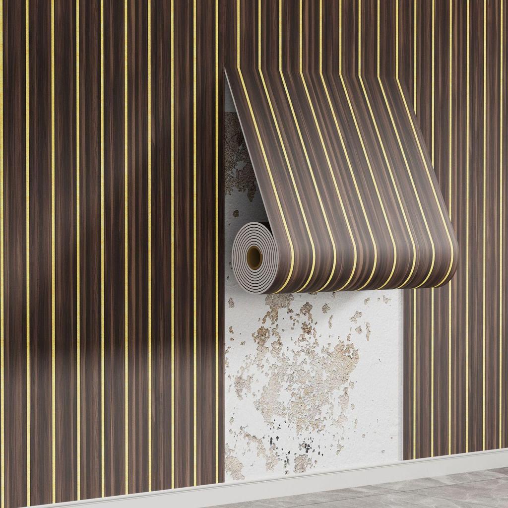 Waterproof Wood Grain Self-Adhesive Faux Lattice Wall Sticker for Living Room