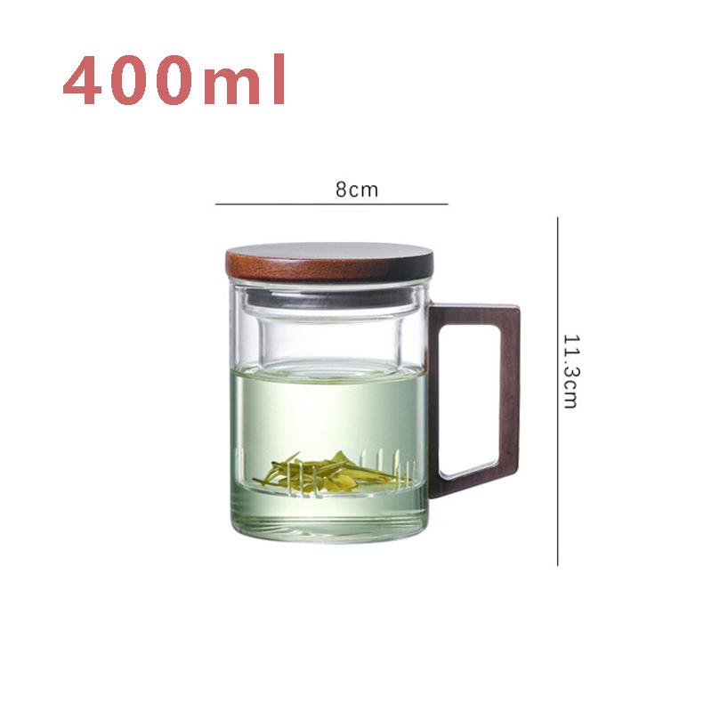 

Чайная чашка с деревянной ручкой и ситечком, термостойкое чайное стекло из боросиликата высокой прочности с деревянной крышкой, бутылка для питья 400 мл для чая пуэр