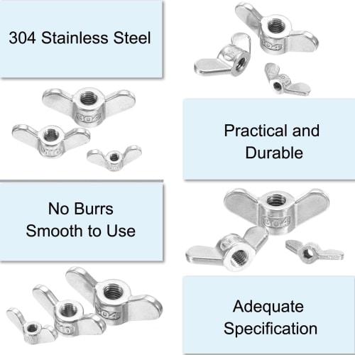 PATIKIL M6 Wing Nuts, 304 Stainless Steel, Smooth Finish, for Fastening Parts, Repair, Manufacturing, and Engineering, 8 Pieces