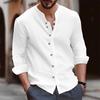 Men's Shirts, Stand-up Collar Shirts, Fashionable and Casual Slim Fit, Solid Color Men's Tops, Outdoor Shopping Clothing S-3XL