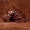 Retro Personality Trend Carved Pattern Smooth Buckle Belt Genuine Leather Leather Belt