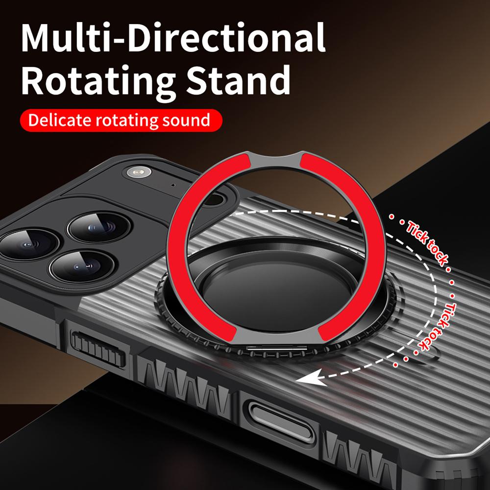 KEYSION Étui avec support anneau rotatif à 360° pour MagSafe pour iPhone 17 Pro Max 17 Air Mat Transparent Magnétique Antichoc Housse de téléphone