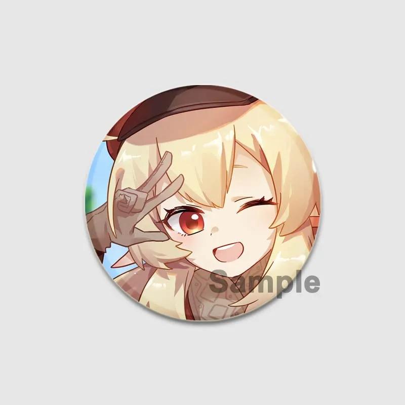 32/44/58mm Klee Pin Round Cartoon Funny Snap-in Brooche for Backpack Cothes Accessorie Anime Genshin Impact Collection Badge Hat Decoration