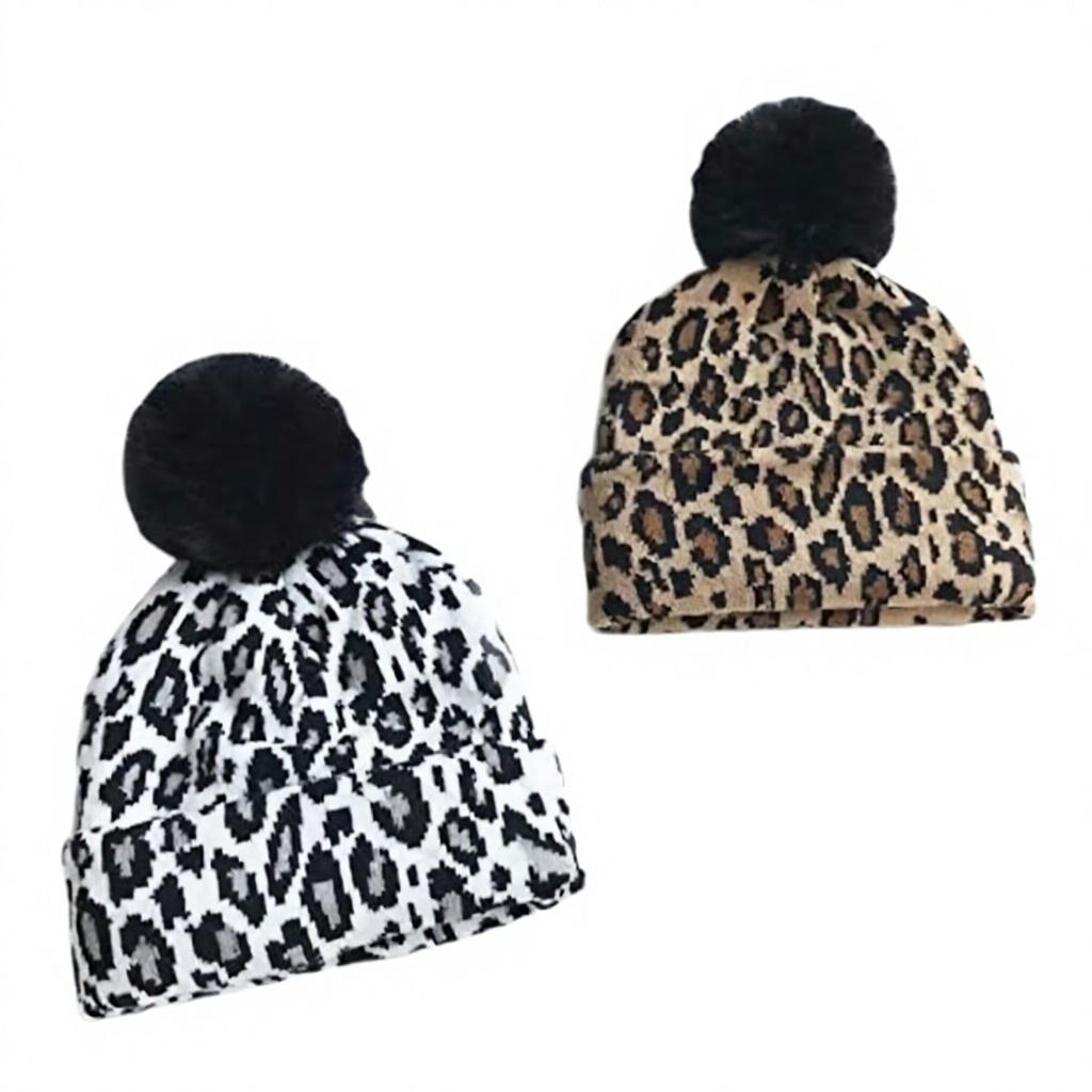 Factory Direct Supply Customized Warm Fashion New Waterproof Leopard Print Jacquard Women s Knitted Hat Knitted Scarf Gloves
