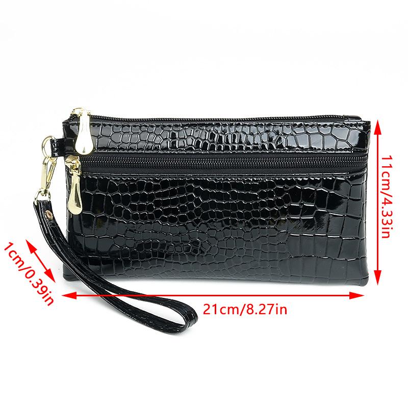 Women Solid Wallet Coin Purse Small Wrist Bag High-Quality Coin Wallet Zipper Closure Handbag