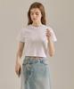 BASIC HOUSE Women'S Round Cropped Short Sleeve T-Shirt White Lats0202