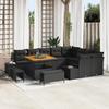 12-Piece Garden Sofa Set with Black Cushions Poly Rattan Acacia 3364764