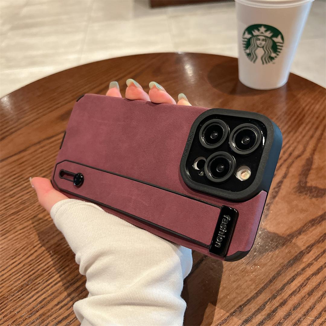 

Роскошный кожаный ремешок на запястье, держатель, кронштейн, чехол для iPhone 14 11 12 13 Pro X XR XS Max 7 8 Plus, противоударный мягкий чехол For iPhone 14 Plus сливовый