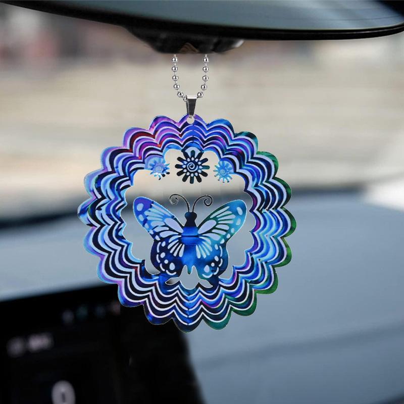 

2D акриловое зеркало автомобиля, подвесной орнамент, бабочка, элемент колокольчика, подвеска, аксессуары для салона автомобиля, елочные украшения, подвески для домашнего декора