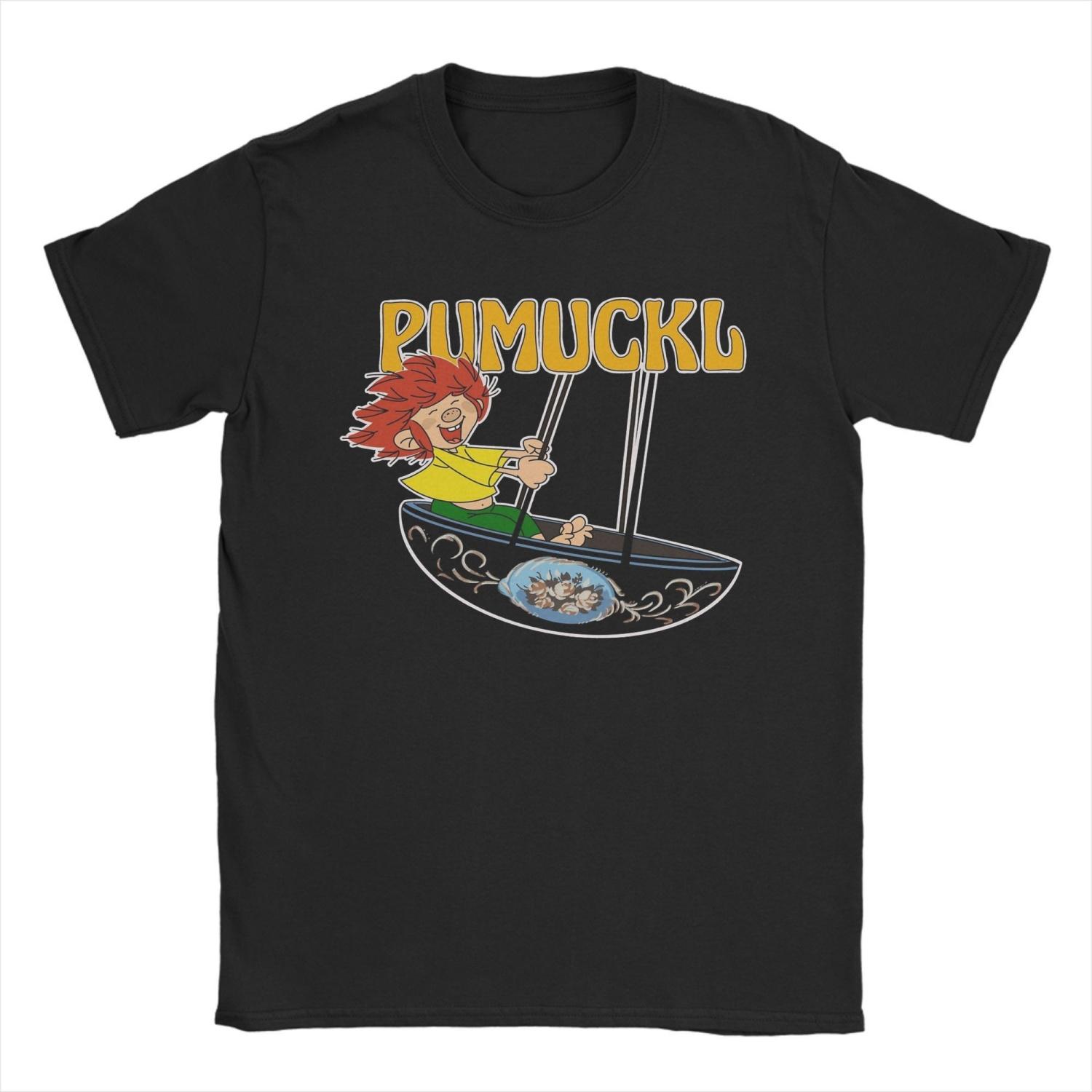 

Футболка Pumuckl Swing Мужская из чистого хлопка Сумасшедшая футболка Круглый вырез Аниме Мультяшная футболка Одежда с коротким рукавом Классическая S чёрный