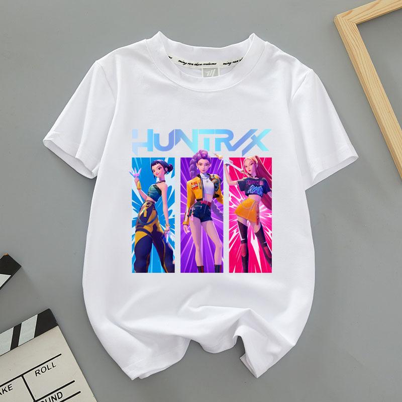 Kpop Lovci démonů Dětské oblečení Tričko s krátkým rukávem Kpop Lovci démonů Tygří Harajuku Tričko pro chlapce dívky Dárek