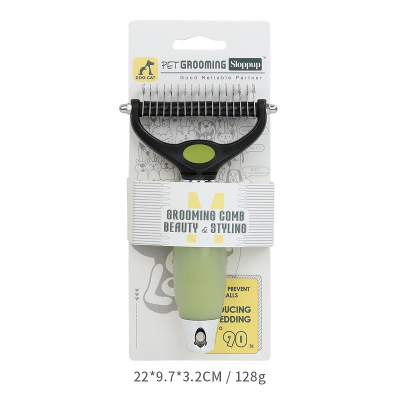 

Двусторонняя расческа для распутывания шерсти домашних животных из силикона: Грабли для груминга собак и кошек с металлическими лезвиями 90921